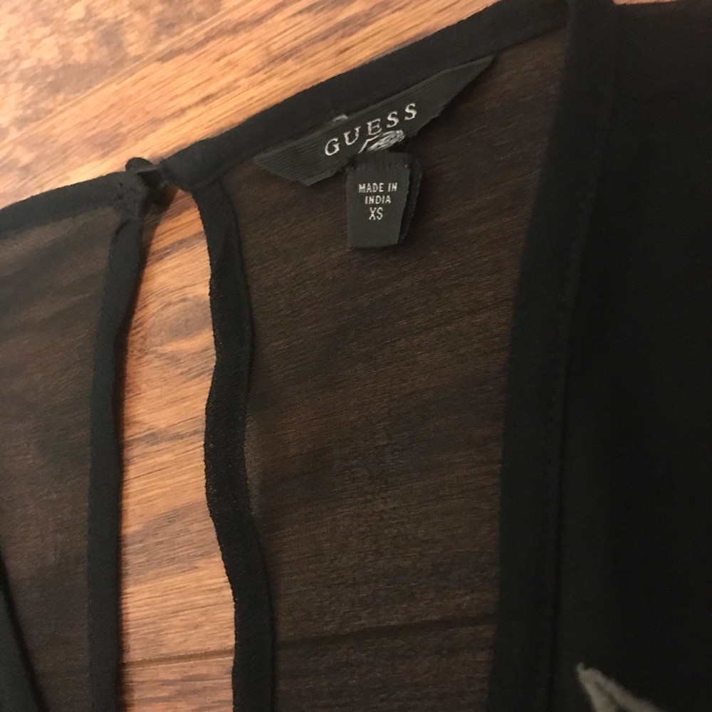 GUESS Flower Embellished Top in Sheer Black - Picture 5 of 8